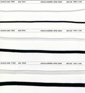 Braided Elastic 3mm, 5mm, 6mm and 8mm width