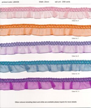 Stretch Frilled Organza Trim/Ribbon 25mm