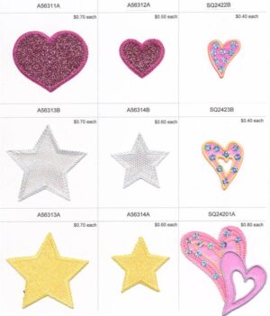 Stars and Hearts Iron on Motifs