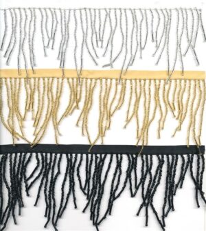 Beaded trim on ribbon - 80mm