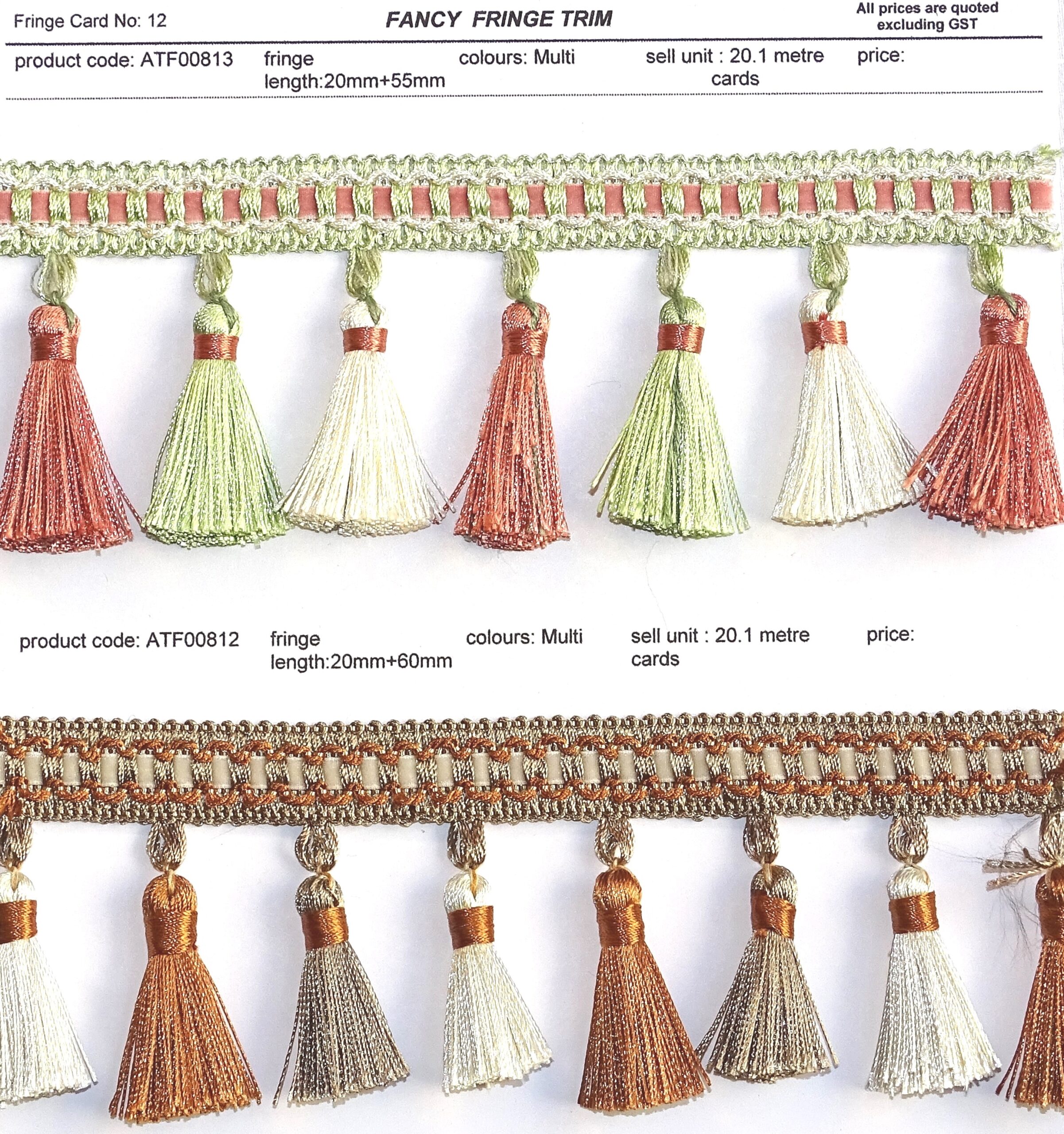 NEW! Fancy Fringe Trim - Multi Colours