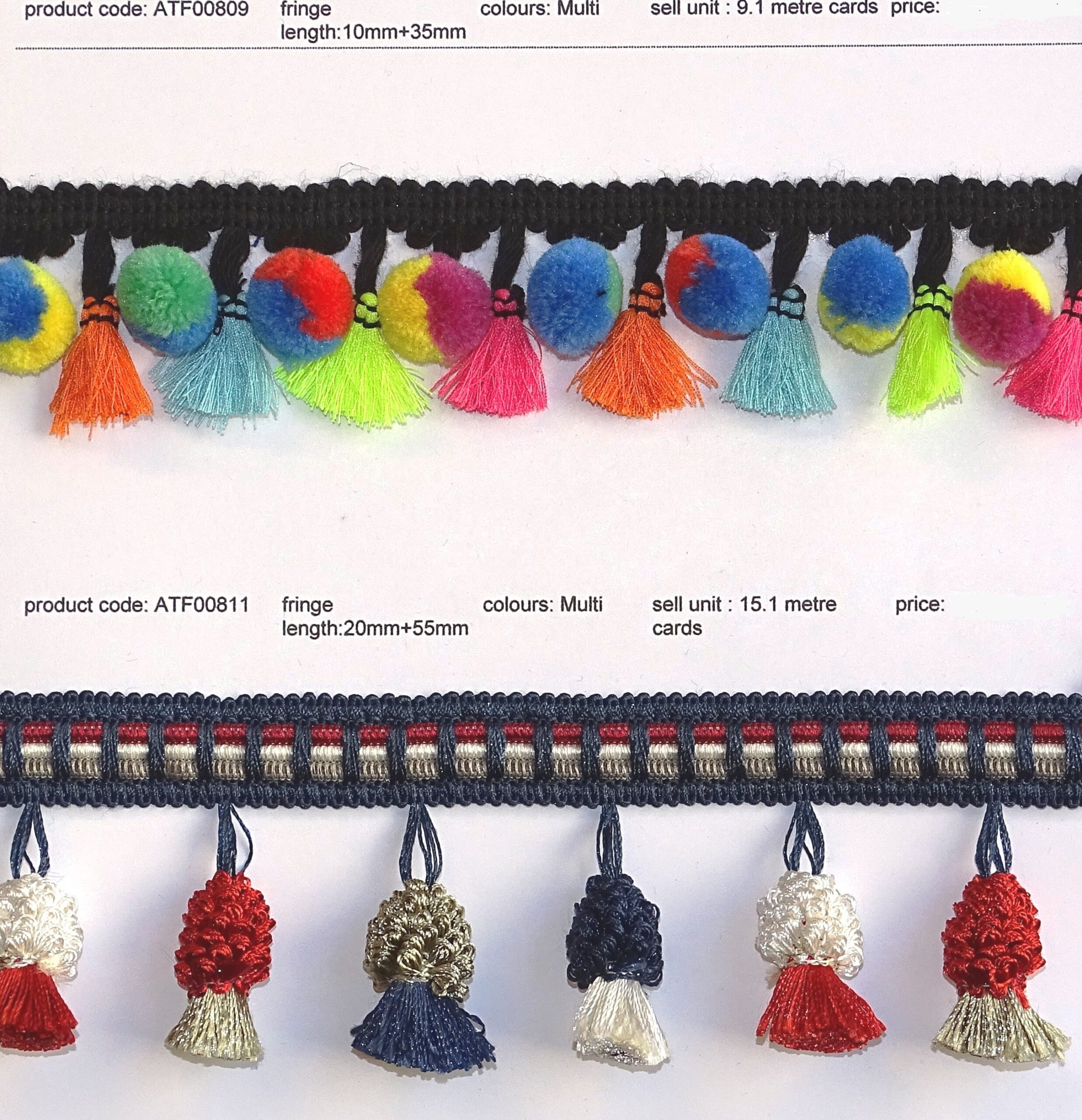 NEW! Fancy Fringe Trims - Multi Colours