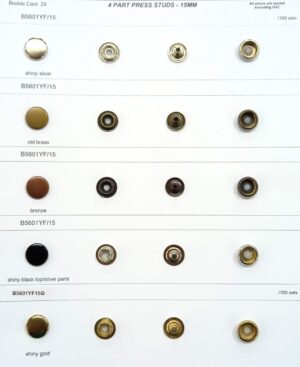 Press Studs - 4 parts - 15mm Ø