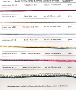 Rayon Cords & Braids - knitted, braided, twisted