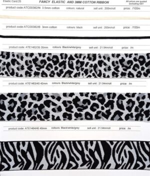 Fancy Elastic (animal print) / Cotton Ribbon