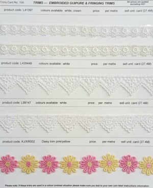 New - Embroidered Guipure & Fringing Trims