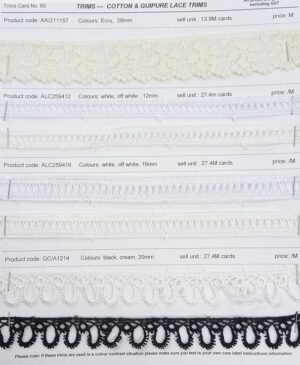 Cotton, Polyester and Guipure Lace Trims