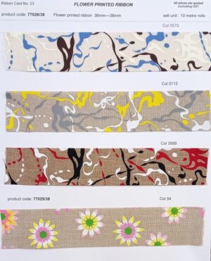 Abstract + floral printed Ribbon