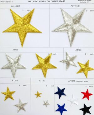 Metallic & coloured Stars - iron on