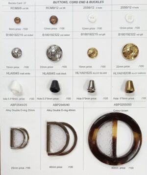 Buttons, Cord ends and Buckles